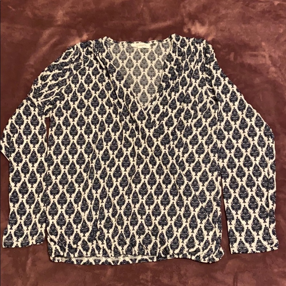 Blouse, White and blue, Large size